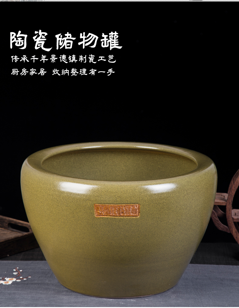 Jingdezhen ceramic tank household kitchen large cylinder barrel can of fish pickles pickled meat tank old courtyard