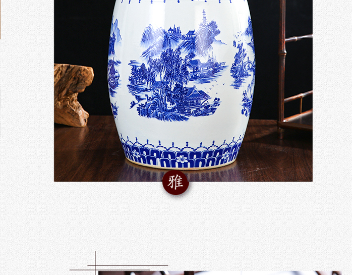 Jingdezhen ceramic barrel ricer box tank 20 jins 30 jins of 50 kg sealed storage tank with cover sealed container