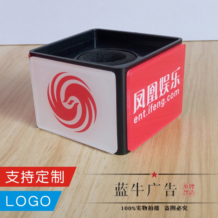 Acrylic Desk Label covering the microphone TV station Peumered microphone signage covering the signage