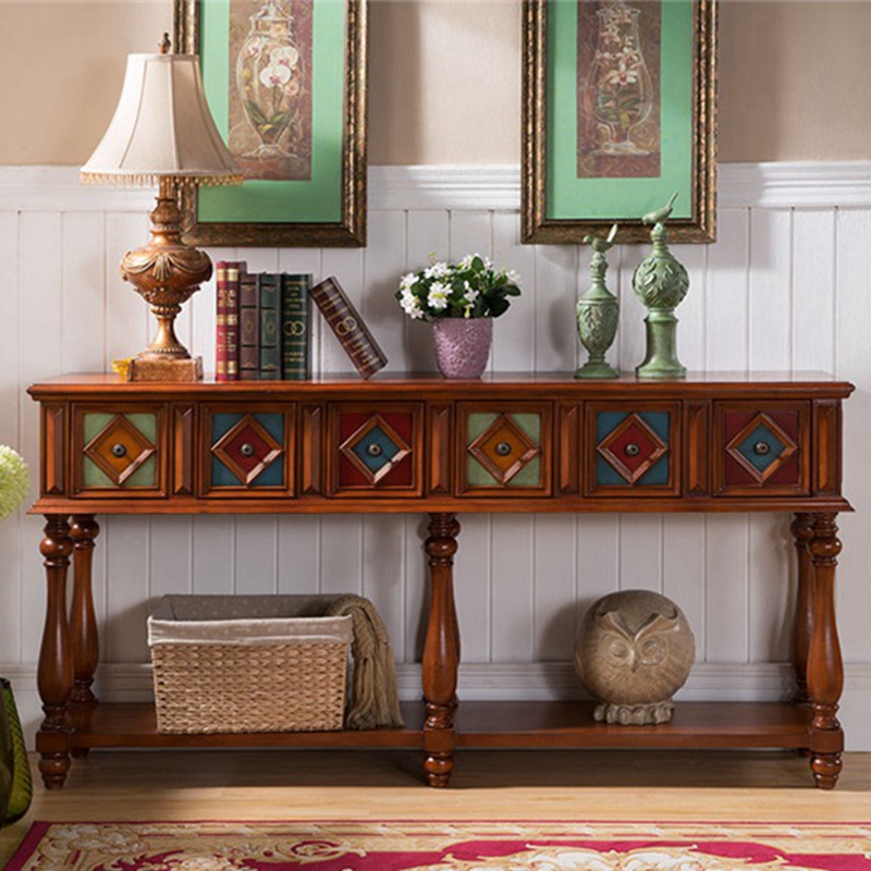 European and American country long table Mediterranean long table porch table table Chinese style end view table side table solid wood