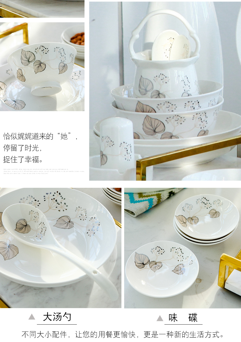 Ipads China tableware suit household Korean creative dishes dishes contracted jingdezhen ceramic bowl mix 60 head