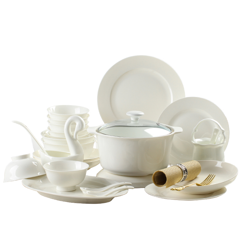 Jingdezhen glaze under pure 】 【 free combination of DIY jobs plates rainbow such as bowl bowl spoon, cutlery set