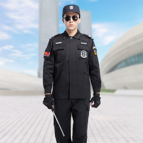 Осенний летний комплект, износостойкий черный зимний лонгслив, униформа, короткий рукав, увеличенная толщина