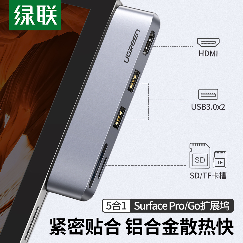 Green Alliance Docking Station for Surface Pro 4/5/6, Microsoft Go 2 Tablet, HDMI Expansion, USB Hub
