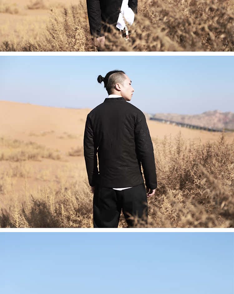 Trở về Trung Quốc Gió Áo khoác nam Vintage Áo khoác cotton thêu Quốc gia Áo gió Khóa áo khoác Mùa đông Áo khoác cotton ấm áp áo khoác nam có mũ