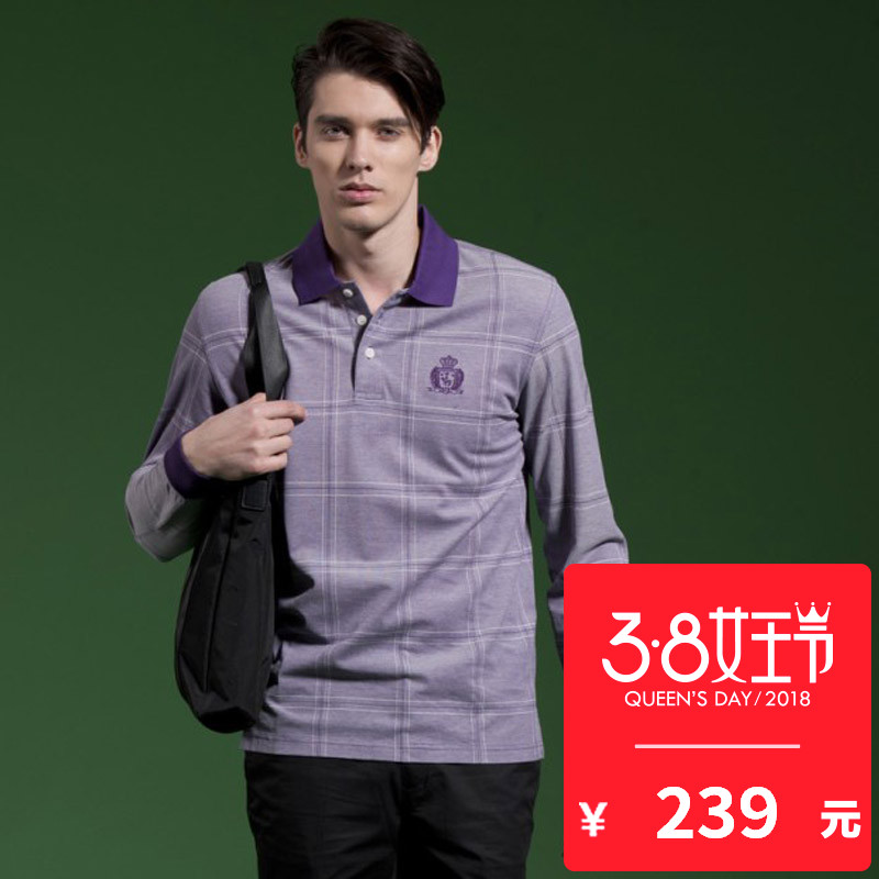 S.B.Polo/圣大保罗夏款男士纯棉翻领长袖T恤PS11KT006