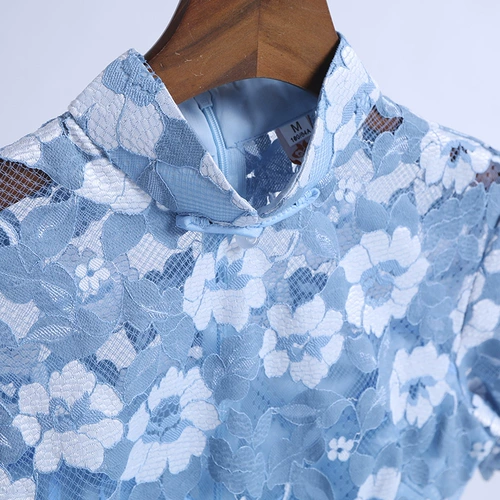 Ципао, кружевное сексуальное платье, 2020, китайский стиль, длина миди, яркий броский стиль