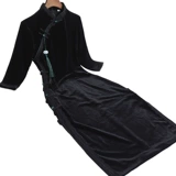 Демисезонное ретро элегантное черное бархатное ципао, 2021 года, китайский стиль