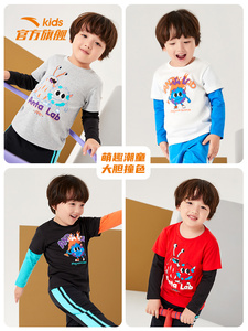 39元包邮  安踏儿童装假两件长袖T恤