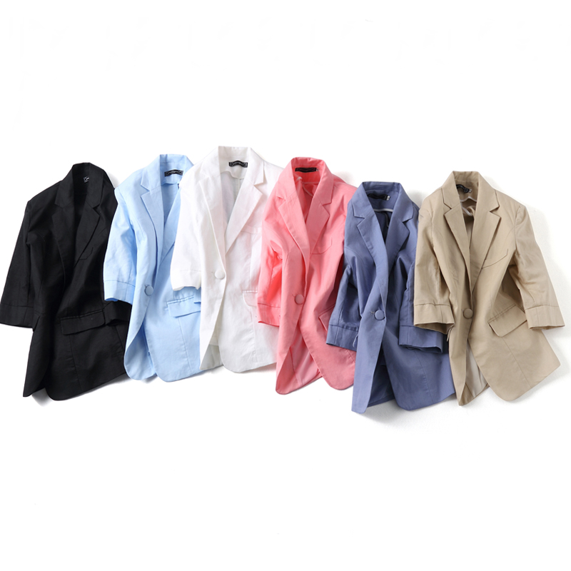Bảy-tay áo nhỏ phù hợp với chiếc áo khoác nữ mỏng 2020 mùa xuân và mùa hè lanh mới cơ thể vừa vặn phù hợp với vải giản dị nữ chất liệu bông