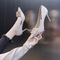 High heels women 2021 New Autumn Spring and Autumn fashion Joker thin and pointed hollow sexy professional single shoes