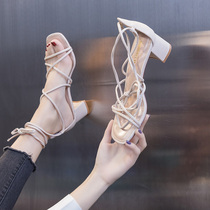 Sandals Fairy Wind 2021 New Summer Fashion Joker One Word Roman Cross Strap Heels