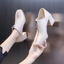 Small leather shoes children 2021 new spring and autumn British wind Joker all-around heels autumn deep mouth high heels single shoes