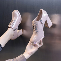 Small leather shoes children 2021 new spring and autumn English wind Joker thick heel waterproof table shoes single shoes