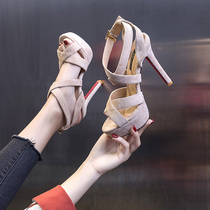 High heels women 2021 new summer fashion versatile fine with thick heel waterproof table fish mouth strap sandals fairy style