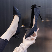 High heels childrens new spring and autumn Joker fine with pointed head 2021 autumn sexy temperament professional single shoe Net Red