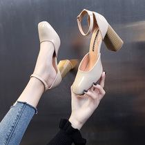 High heel shoes 2021 New Autumn Spring and Autumn Joker single shoes bag head buckle sandals fairy wind heel