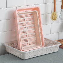 (Drain Basket Three Sets) Plastic basket Kitchen rectangular washing vegetable basket Spicy hot water fruit and vegetable sieve containing basket