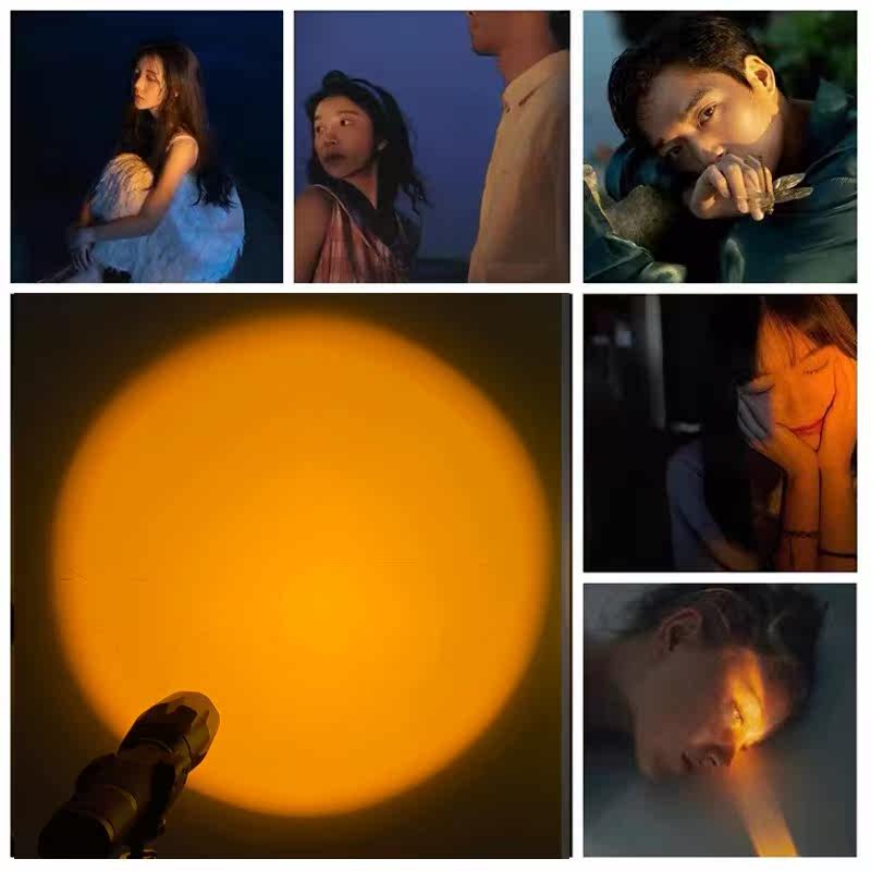 RGB portrait photo sunset supplement light atmosphere light warm zoom double light source shadow flashlight yellow light warm orange light sunset