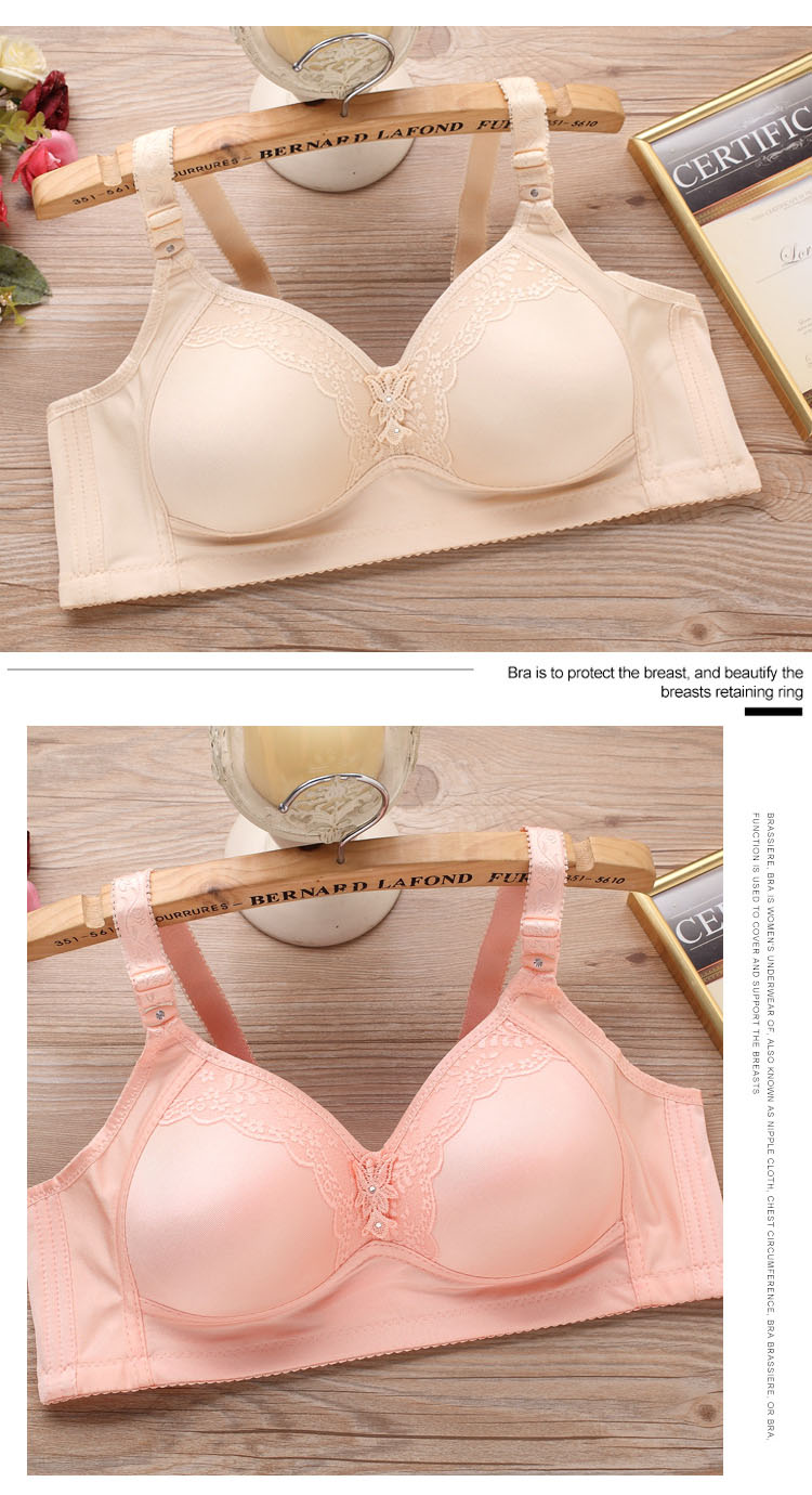 Glossy kích thước lớn phần mỏng không có vòng ngực thép tập hợp thoáng khí thoải mái đầy đủ chất béo mm mẹ đồ lót phụ nữ trung niên đồ lót calvin klein nữ chính hãng