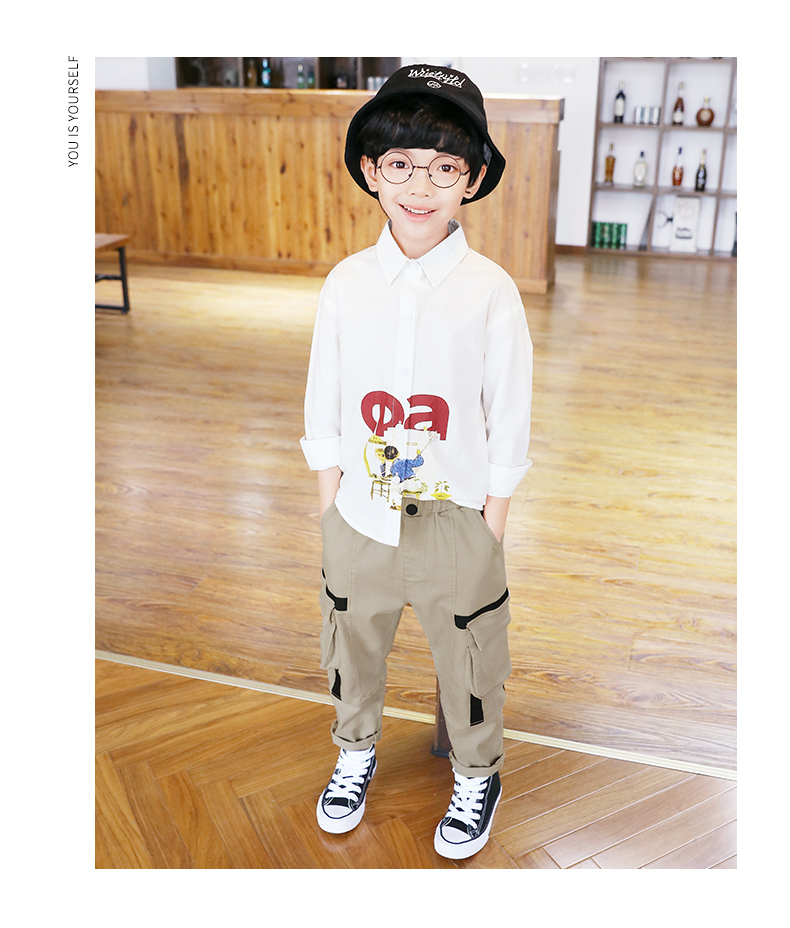 Missiguo boy áo dài tay cotton mùa xuân và mẫu mùa thu quần áo trẻ em mỏng sơ mi trẻ em phiên bản Hàn Quốc của chàng trai lớn - Áo sơ mi áo sơ mi trẻ em nữ đẹp