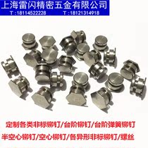 Non-standard custom step rivet semi-hollow iron nail hexagon spring aluminum nail special-shaped rivet double groove round head screw