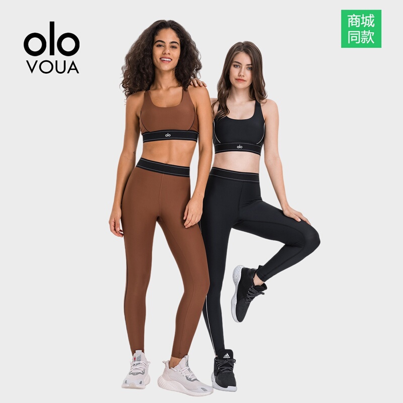 Alo Yoga Set Women's Sports Bra High-Waisted Leggings Slim Fit Fitness Sports Bra Two-Piece Set
