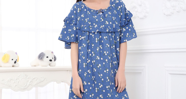 Mùa hè phụ nữ lỏng lẻo kích thước lớn ngắn- tay nightdress chất béo mm200 kg phụ nữ mang thai tăng chất béo bông bông nhà đồ ngủ