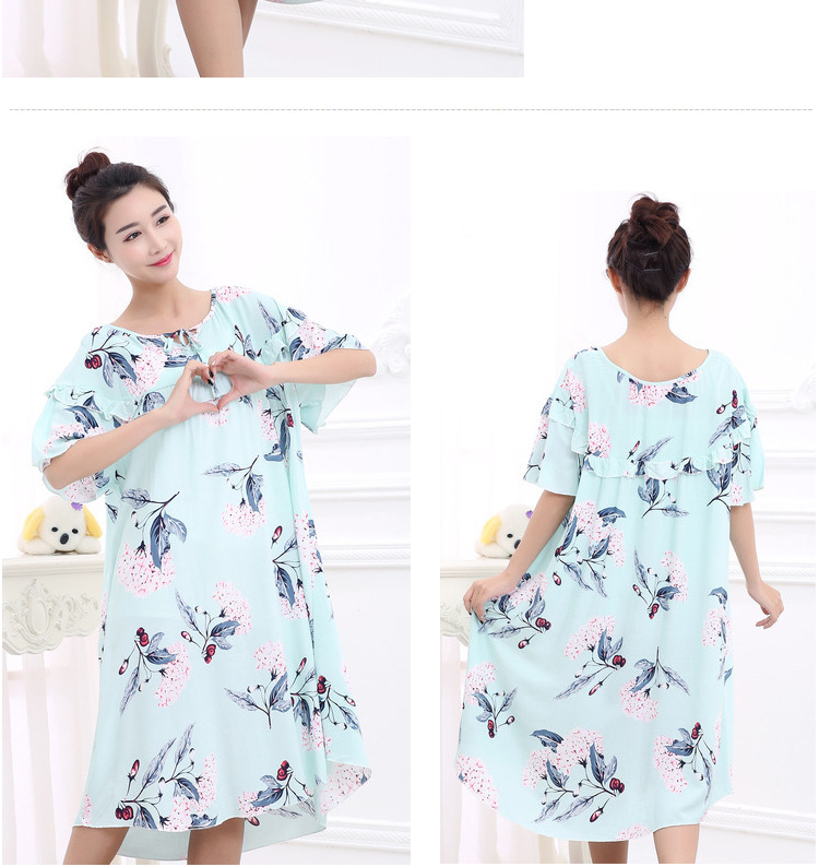 Mùa hè phụ nữ lỏng lẻo kích thước lớn ngắn- tay nightdress chất béo mm200 kg phụ nữ mang thai tăng chất béo bông bông nhà đồ ngủ