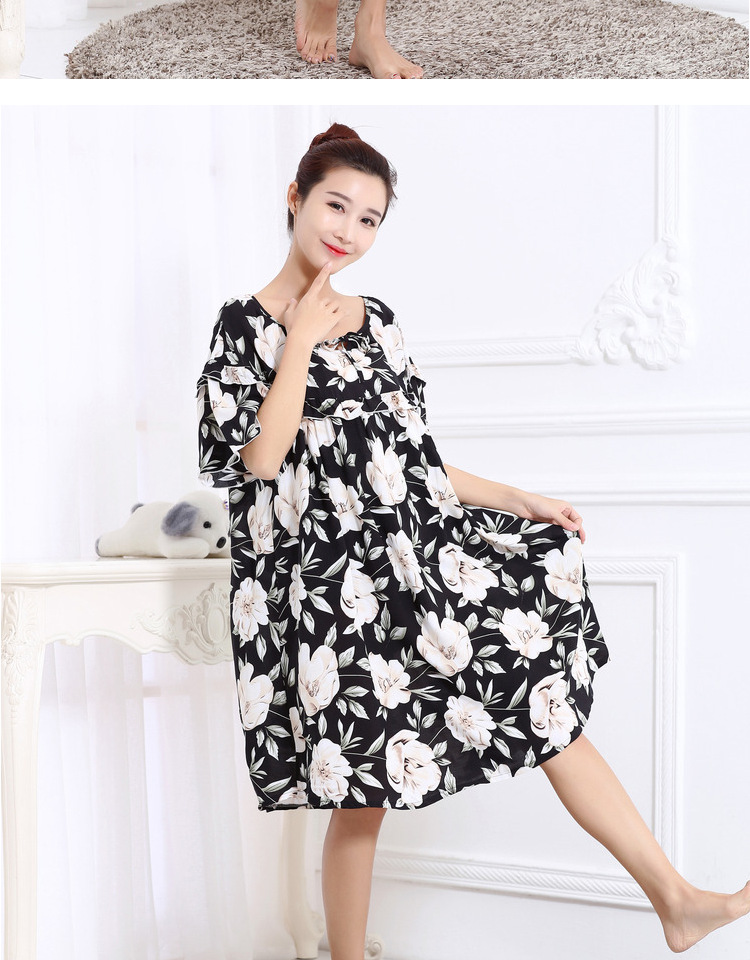 Mùa hè phụ nữ lỏng lẻo kích thước lớn ngắn- tay nightdress chất béo mm200 kg phụ nữ mang thai tăng chất béo bông bông nhà đồ ngủ