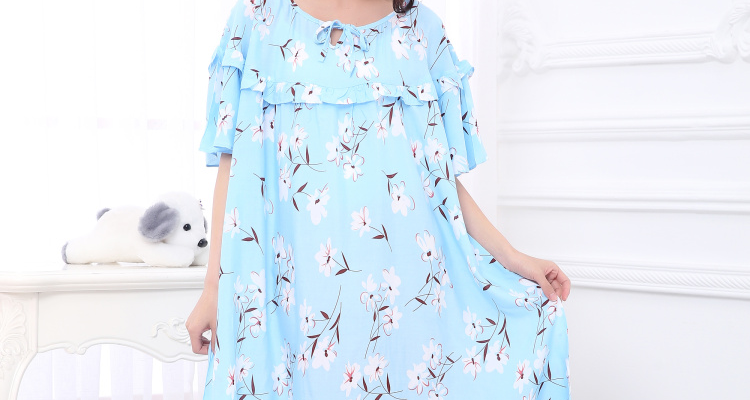 Mùa hè phụ nữ lỏng lẻo kích thước lớn ngắn- tay nightdress chất béo mm200 kg phụ nữ mang thai tăng chất béo bông bông nhà đồ ngủ