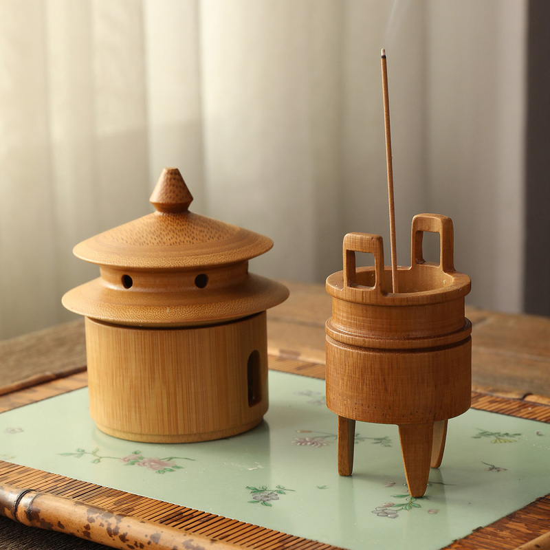 Bamboo Incense Burner, New Chinese Style Bamboo Incense Burner, Tea Ceremony Accessories, Zen Tea Space Incense Burner Set