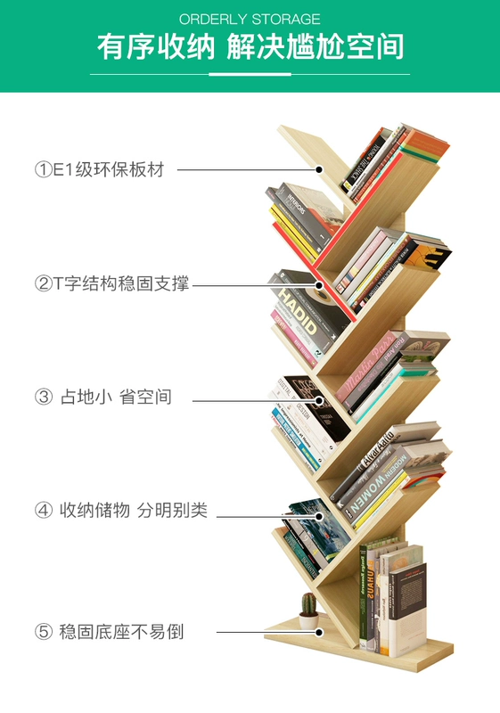 Giá sách hình cây đơn giản Phòng khách hiện đại đơn giản kệ sàn kệ cá tính phòng ngủ trẻ em giá sách kinh tế - Kệ