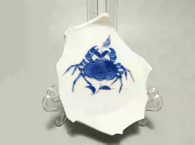 Kangxi painter of the Qing Dynasty, first-class hairy crab, second-class blue and white ancient porcelain specimen crab