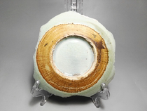 Qing Dynasty Kangxi green glaze whole bottom bottom trough foot tea tray whole bottom ancient porcelain specimen open piece Lang Kiln Green