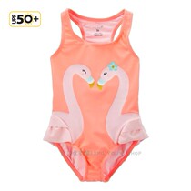 Exported to the United States 0-6 year old girl swimsuit front and back lining Flamingo pattern printed UPF50 sunscreen fabric