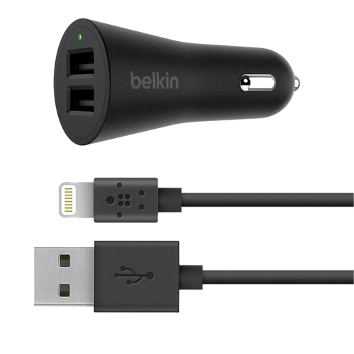 Belkin Bellkin Dual -Mouth Car Charger 24W Fast Charge Apple Universal USB -сигарета зажигалка