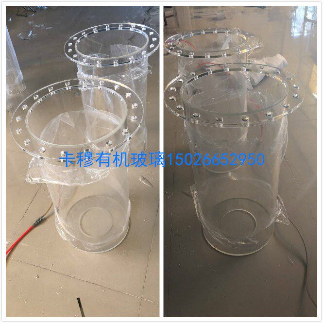 Customized acrylic pipe connection flange plexiglass upper and lower with flanged pipe connection flange square flange