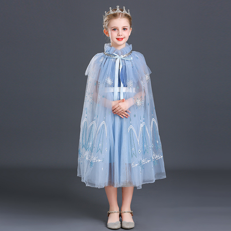 Princess Esha Princess Dresses Girl Bright Sheet Cloak Cape 100 Hitch Ice Chic Edge Aisha Children Outside Hitchhiking Sunscreen Shawl-Taobao