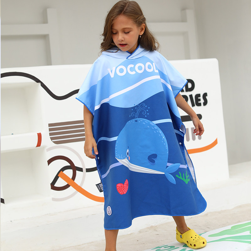 Children's bath towel Cloak with cap Boy absorbent quick-dry Swimming bath spa bathrobe Girl baby travel beach towel