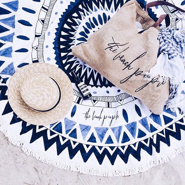 Adult Large Round Tassel Thickened Beach Towel Shawl Seaside Vacation Absorbent Travel Sun Protection Quick-Drying Bath Towel Cushion