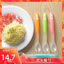 Rikang silicone small soft spoon baby spoon 0 years old baby tableware soup spoon children supplementary food tableware rice spoon