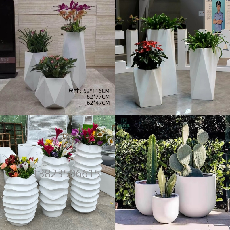 GRP Flower Pot Flower Bowl Indoor Mall Hotel Composition Flower Pool Flower Bowl Outdoor Flower Cylinder Creative Landscape Vase-Taobao