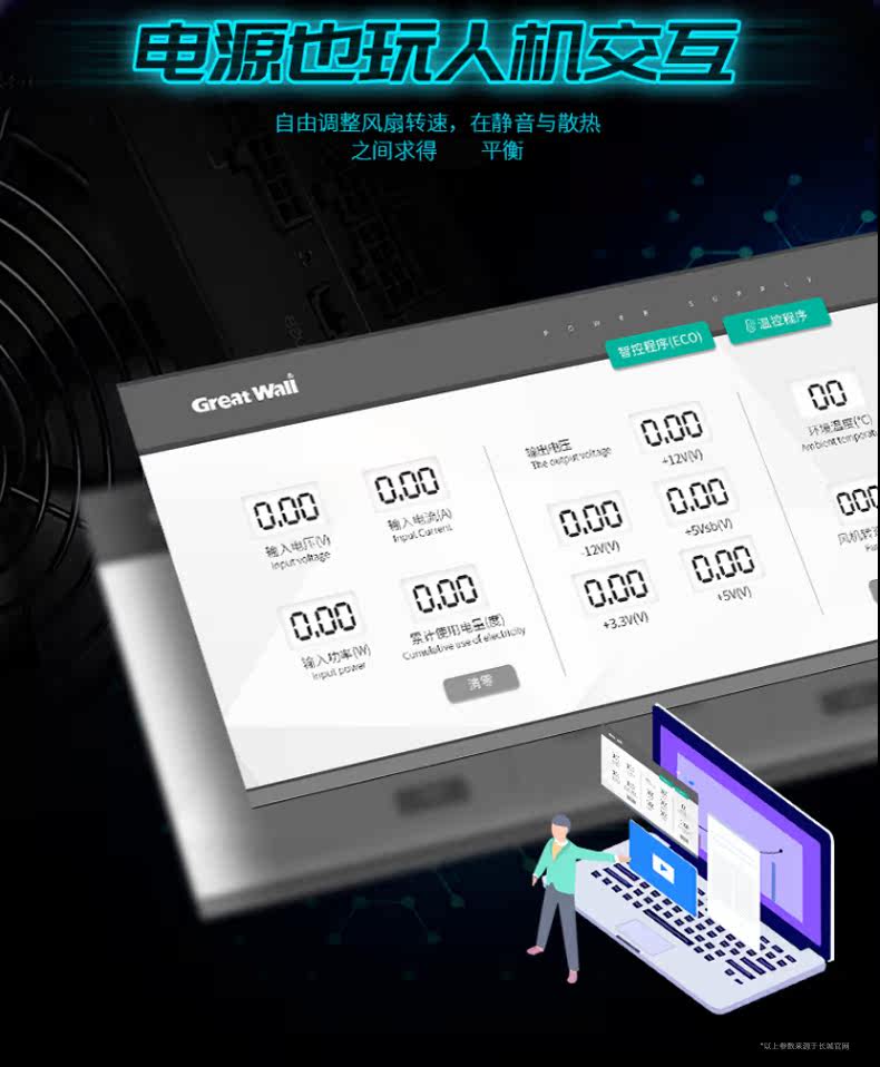 Электропитание для ПК 长城gx/g11/g13金牌全模组电源额定850w白金1100宽幅1300w电源sfx