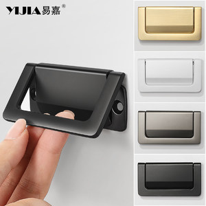No-Drill Wardrobe Drawer Invisible Pull Handle Flat Hidden Modern Minimalist Bedside Table Hidden Latch Cabinet Pull Ring Handle