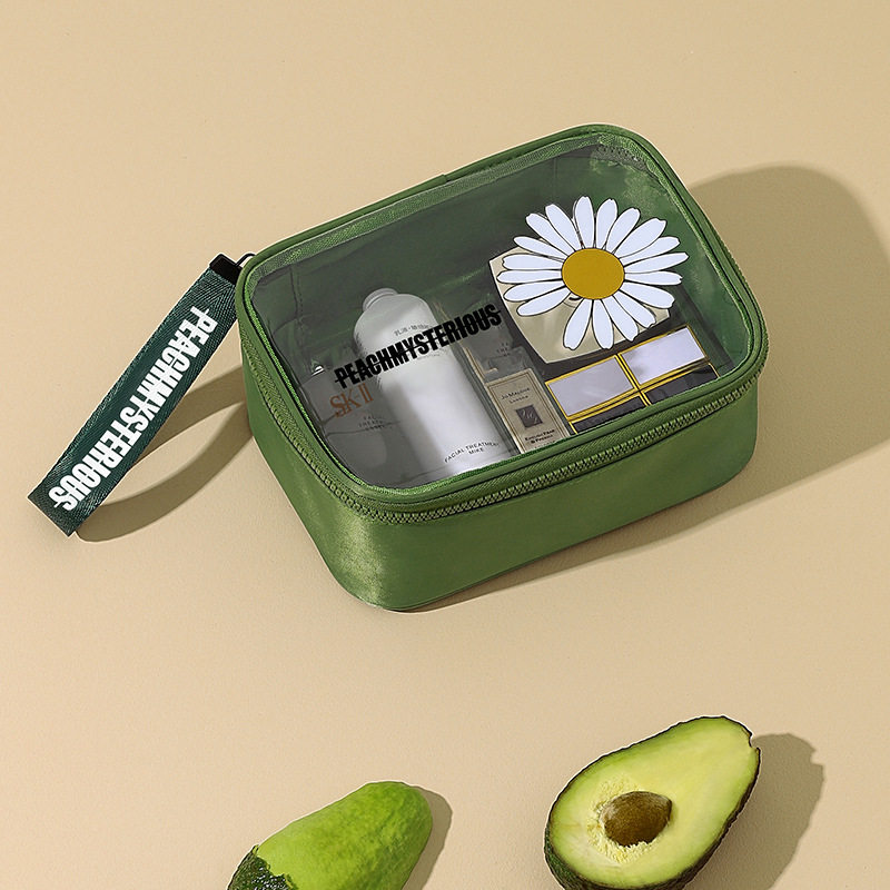 Korea ins small daisy transparent PVC portable cosmetic bag large capacity storage bag fresh portable makeup waterproof bag
