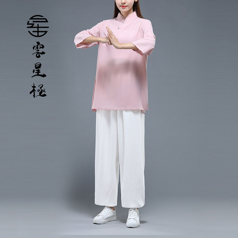 New practice clothing tea clothing thin Tai Chi clothing short-sleeved suit female spring and summer thin section Chinese style meditation clothing Tai Chi