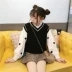 Mùa thu nữ phiên bản Hàn Quốc của nhỏ lỏng lẻo thêu hình trái tim bằng gỗ cổ áo cổ áo sơ mi dài tay giản dị