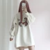 Mùa thu đông của phụ nữ phiên bản Hàn Quốc cộng với nhung dày ngọt ngào buông eo dài tay áo dài váy sinh viên chân váy chữ a váy đầm