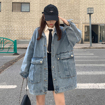 Denim jacket women's Korean version loose spring autumn winter 2022 new wild bf lazy Hong Kong flavor retro chic top